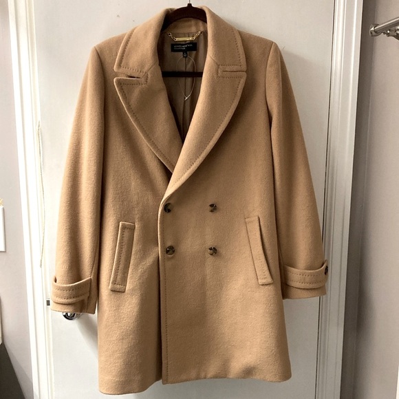 NEW Jones New York Cognac/Tan Wool Blend Double Breasted Coat Women’s Size S - Picture 1 of 15